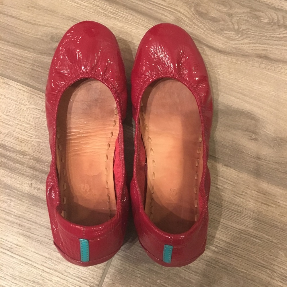 Ruby red patent Tieks